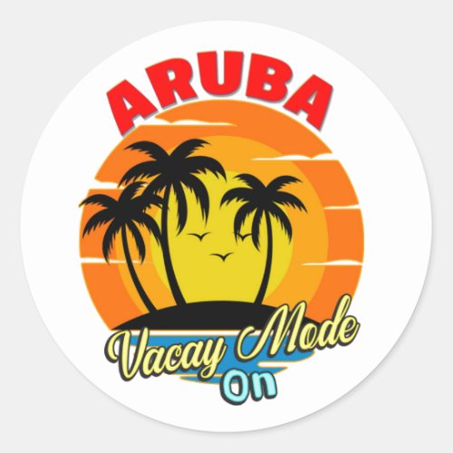 Aruba Vacay Mode On Family Group Matching Travel  Classic Round Sticker