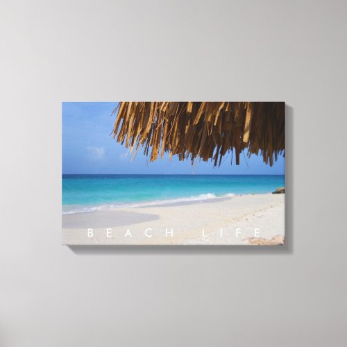 Aruba View Blue Ocean Sandy Beach Life Canvas Print