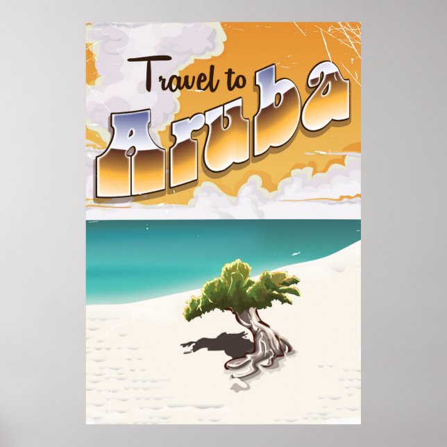 Aruba Vintage beach travel print (Front)