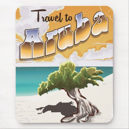 Aruba Vintage beach travel print Mouse Pad