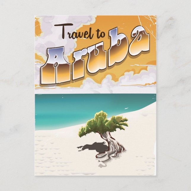 Aruba Vintage beach travel print Postcard (Front)