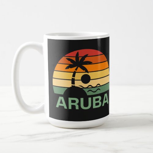 Aruba Vintage Palm Trees Summer Beach Coffee Mug
