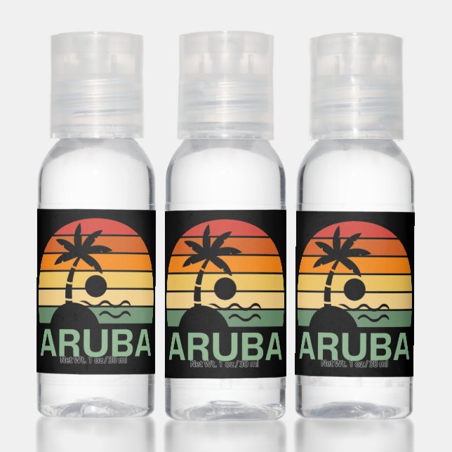 Aruba Vintage Palm Trees Summer Beach Hand Sanitizer (Set)