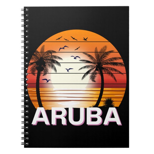 Aruba Vintage Palm Trees Summer Beach Notebook (Front)