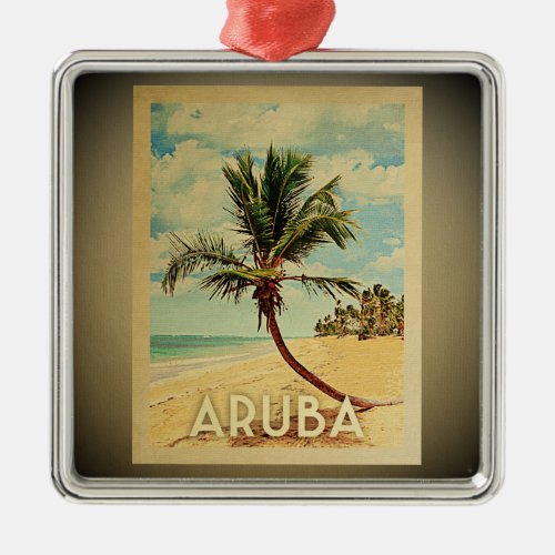 Aruba Vintage Travel Ornament Palm Tree
