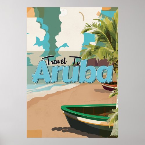 Aruba Vintage Travel Poster Poster