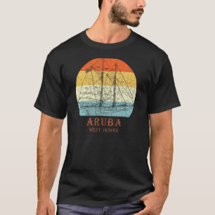 Aruba West Indies Vintage Blueprint Sailboat Vacat T-Shirt