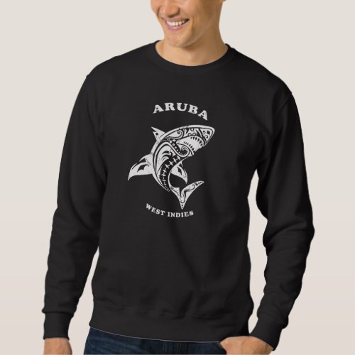 Aruba West Indies Vintage Retro Tribal Shark Vacat Sweatshirt