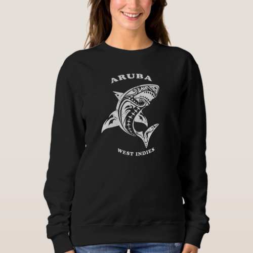 Aruba West Indies Vintage Retro Tribal Shark Vacat Sweatshirt