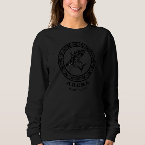 Aruba West Indies Vintage Retro Tribal Shark Vacat Sweatshirt