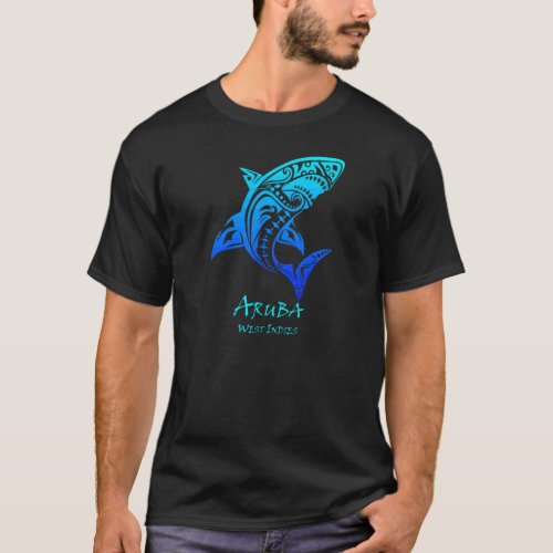 Aruba West Indies Vintage Retro Tribal Shark Vacat T_Shirt