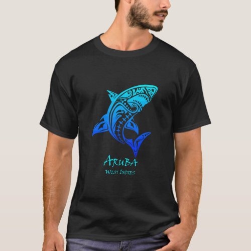 Aruba West Indies Vintage Retro Tribal Shark Vacat T_Shirt