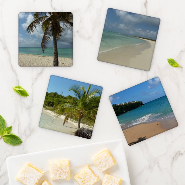 Aruban Beach I Beautiful Nature Scene Coaster Set (In Situ)
