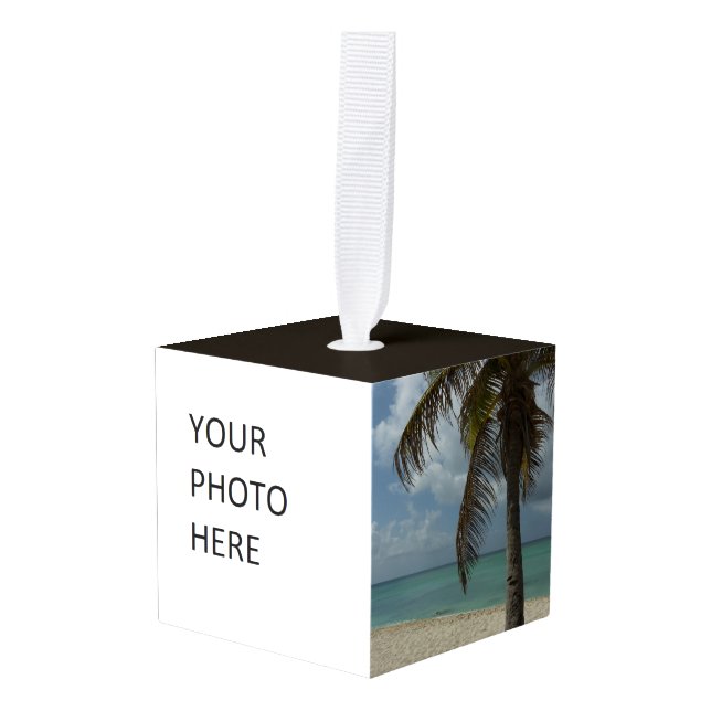 Aruban Beach I Beautiful Nature Scene Cube Ornament (Front Angled)