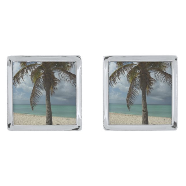Aruban Beach I Beautiful Nature Scene Cufflinks (Front)