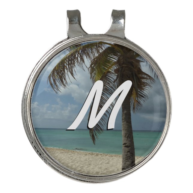 Aruban Beach I Beautiful Nature Scene Golf Hat Clip (Front)