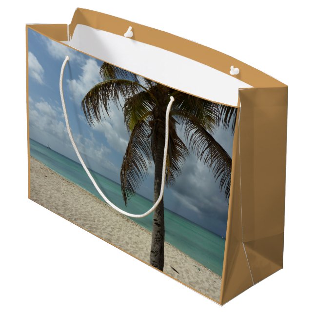 Aruban Beach I Beautiful Nature Scene Large Gift Bag (Back Angled)