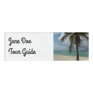 Aruban Beach I Beautiful Nature Scene Name Tag