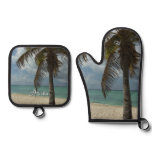 Aruban Beach I Beautiful Nature Scene Oven Mitt & Pot Holder Set