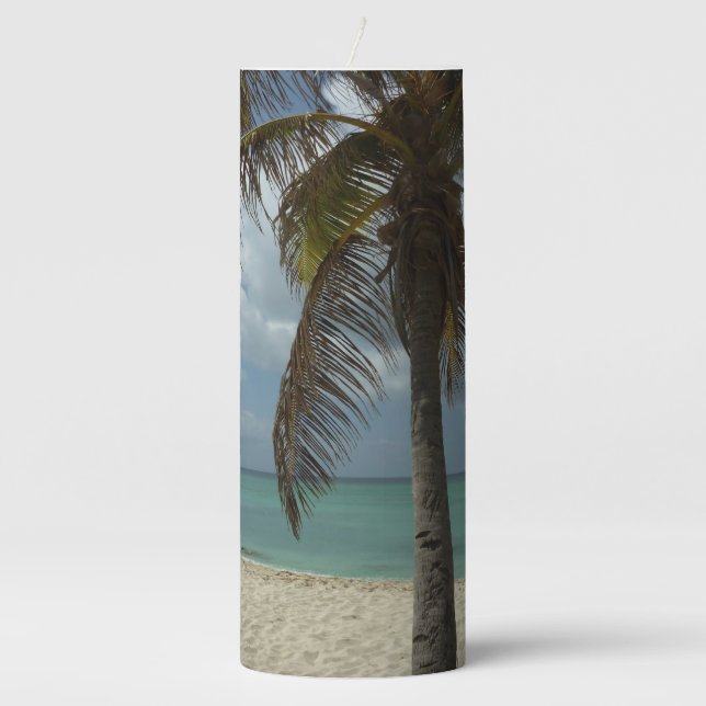 Aruban Beach I Beautiful Nature Scene Pillar Candle (Front)