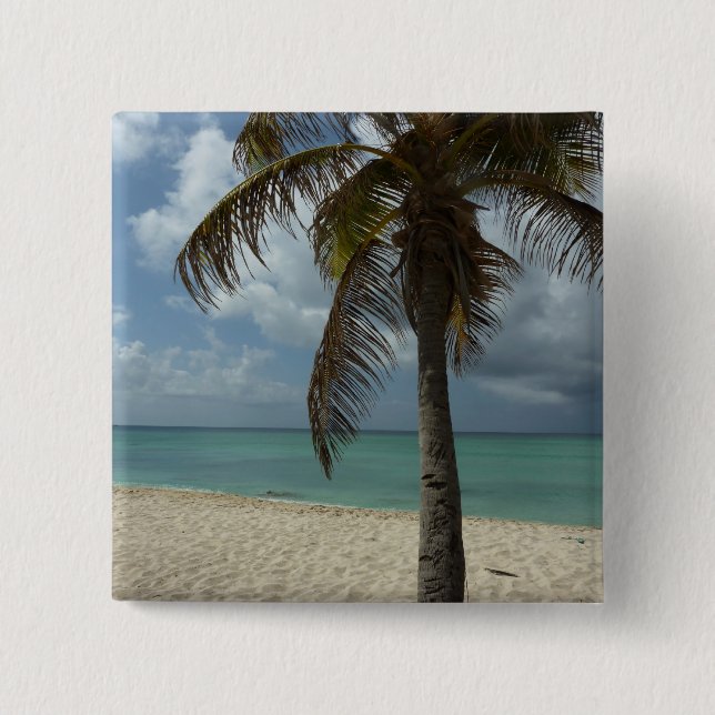 Aruban Beach I Beautiful Nature Scene Pinback Button (Front)