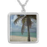Aruban Beach I Beautiful Nature Scene Silver Plated Necklace