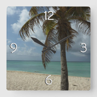 Aruban Beach I Beautiful Nature Scene Square Wall Clock