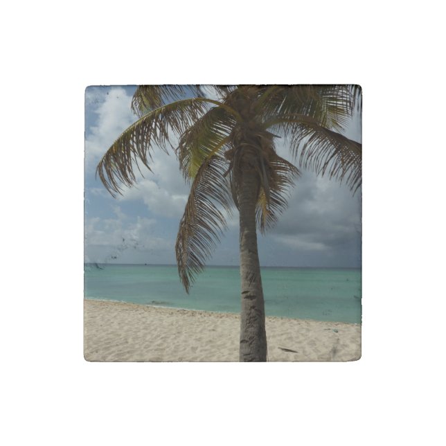 Aruban Beach I Beautiful Nature Scene Stone Magnet (Front)