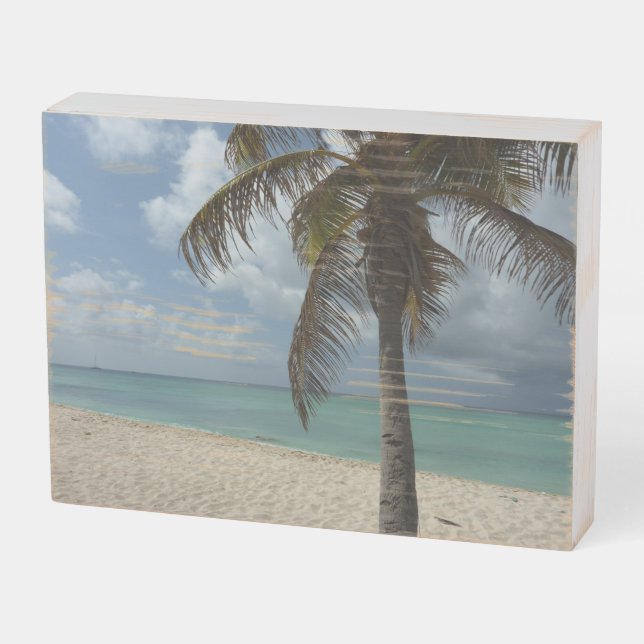 Aruban Beach I Beautiful Nature Scene Wooden Box Sign (Angled Horizontal)