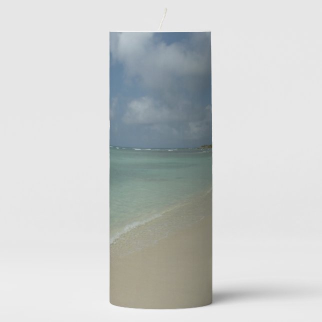 Aruban Beach II Beautiful Nature Scene Pillar Candle (Front)