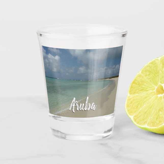 Aruban Beach II Beautiful Nature Scene Shot Glass (Front)