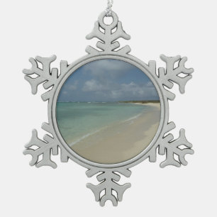 Aruban Beach II Beautiful Nature Scene Snowflake Pewter Christmas Ornament