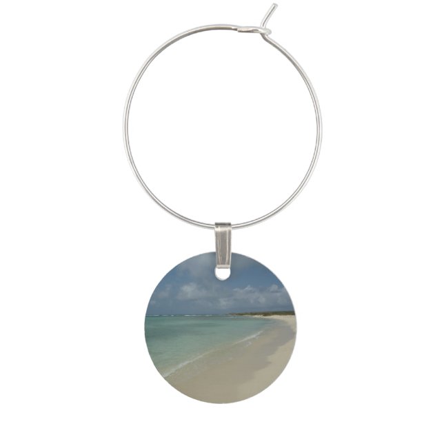 Aruban Beach II Beautiful Nature Scene Wine Glass Charm (Front)