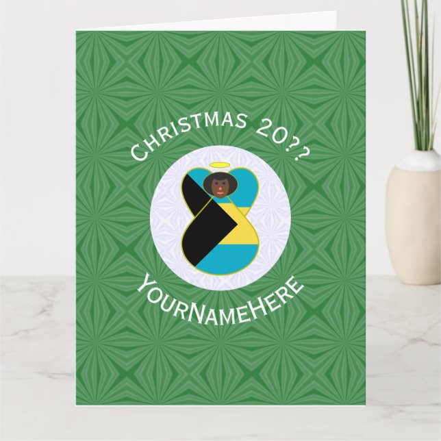 Aruban Black Angel Christmas Flag Personalized  Card (Front)