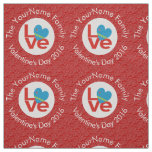 Aruban Flag Heart LOVE Red Personalized Text  Fabric