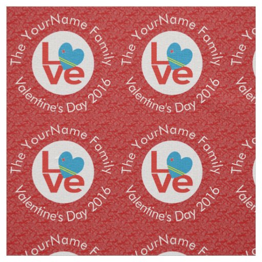 Aruban Flag Heart LOVE Red Personalized Text  Fabric