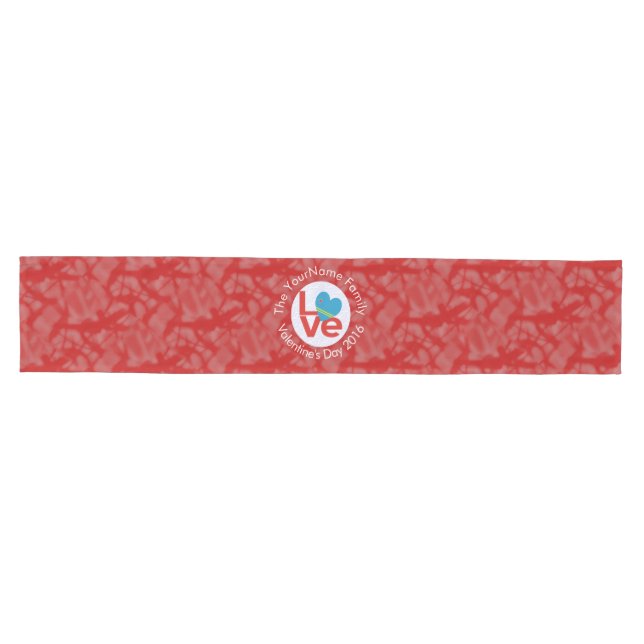 Aruban Flag Heart LOVE Red Personalized Text  Medium Table Runner (Horizontal)
