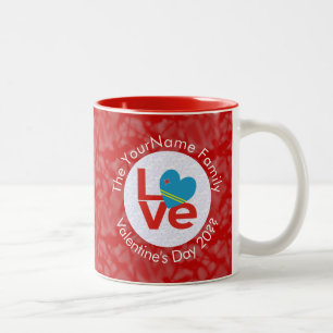 Aruban Flag Red Letters LOVE White on Red Two-Tone Coffee Mug