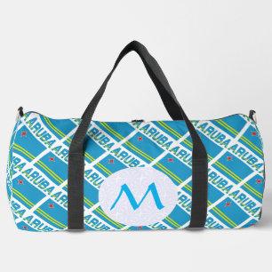 Aruban Flag Tiled Monogrammed Duffle Bag