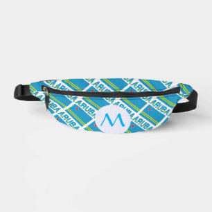 Aruban Flag Tiled Monogrammed Fanny Pack