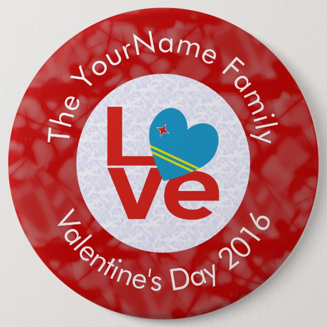 Aruban Red Letters LOVE Flag Personalized  Pinback Button (Front)