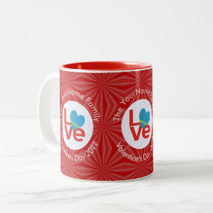 Aruban Red Letters LOVE Flag Personalized Two-Tone Coffee Mug