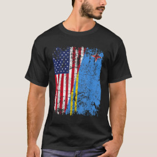 ARUBAN ROOTS Half American Flag ARUBA FLAG T-Shirt