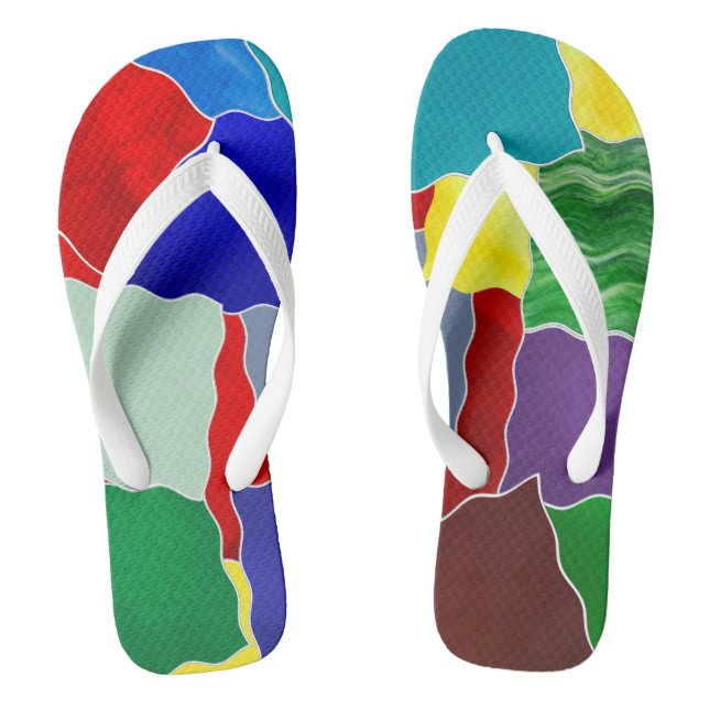Aruba's Colorful Patches Flip Flops (Footbed)