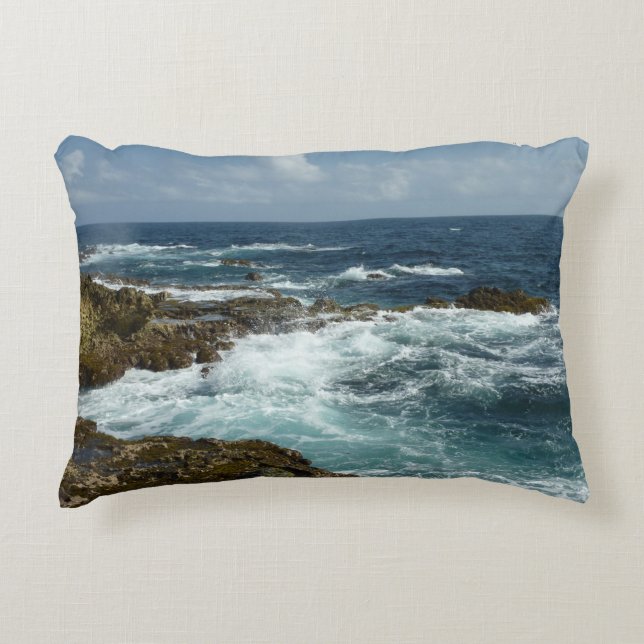 Aruba's Rocky Coast and Blue Ocean Accent Pillow (Front)
