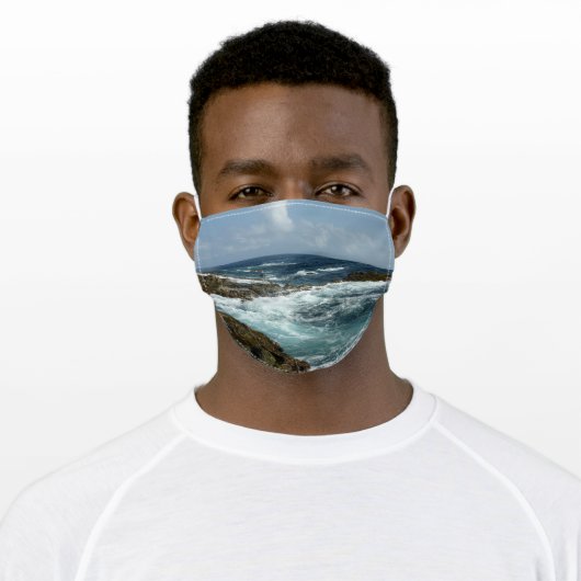 Aruba's Rocky Coast and Blue Ocean Adult Cloth Face Mask (Worn)