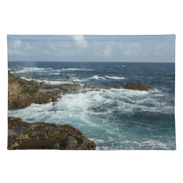 Aruba's Rocky Coast and Blue Ocean Cloth Placemat (Front)