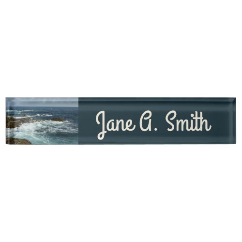 Arubas Rocky Coast and Blue Ocean Desk Name Plate