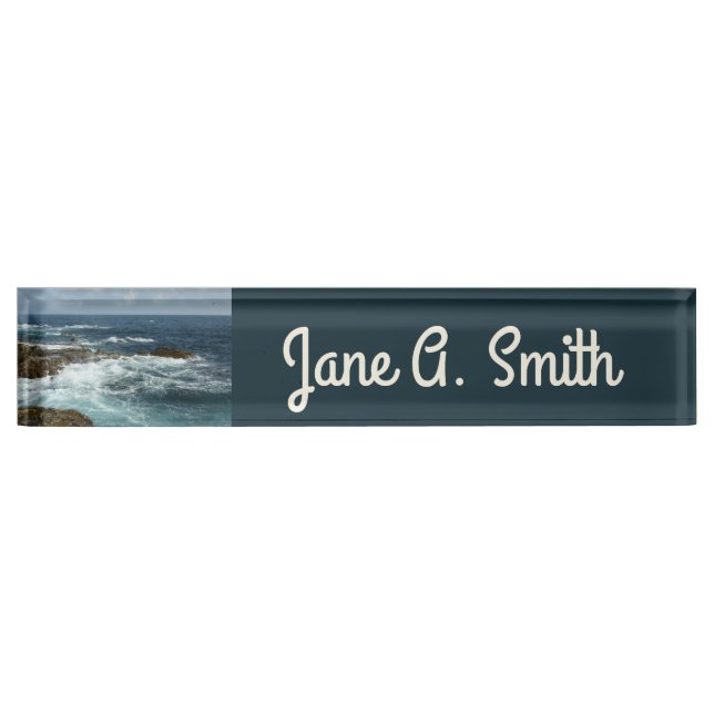 Aruba's Rocky Coast and Blue Ocean Desk Name Plate (Front)