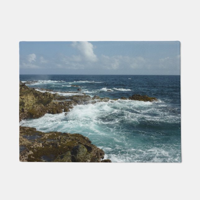 Aruba's Rocky Coast and Blue Ocean Doormat (Front)